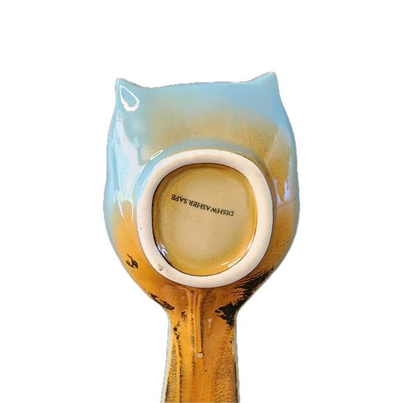 Vintage Ceramic Spoon Rest 10” Blue Owl Pottery Dishwasher Safe Kitchen Retro - Picture 5 of 6